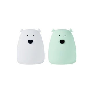 Set of 2 Mini Bear Lights - White and Arctic Green