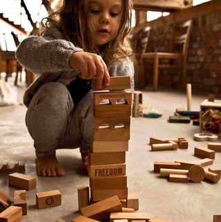 Wooden Blocks in a Box – Natural, 63 pieces